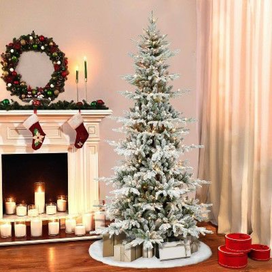 Fir Wood * | Puleo 7.5' Pre-Lit Flocked Utah Fir Artificial Christmas Tree Clear Lights