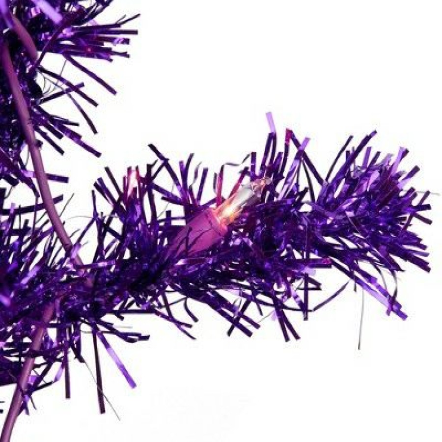 Pine * | Northlight 6 Pre-Lit Purple Artificial Tinsel Christmas Tree, Clear Lights