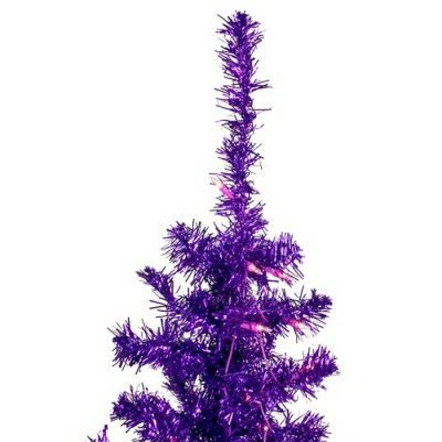 Pine * | Northlight 6 Pre-Lit Purple Artificial Tinsel Christmas Tree, Clear Lights