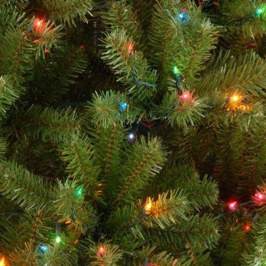 Spruce * | National Tree Company Pre-Lit Artificial Full Christmas Tree, Green, North Valley Spruce, Multicolor Lights, Includes Stand, 7 Feet