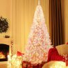 Pine * | Costway 7.5Ft Pre-Lit Snow Flocked Pink Christmas Tree 1100 Tips W/ 450 Lights & 8 Modes