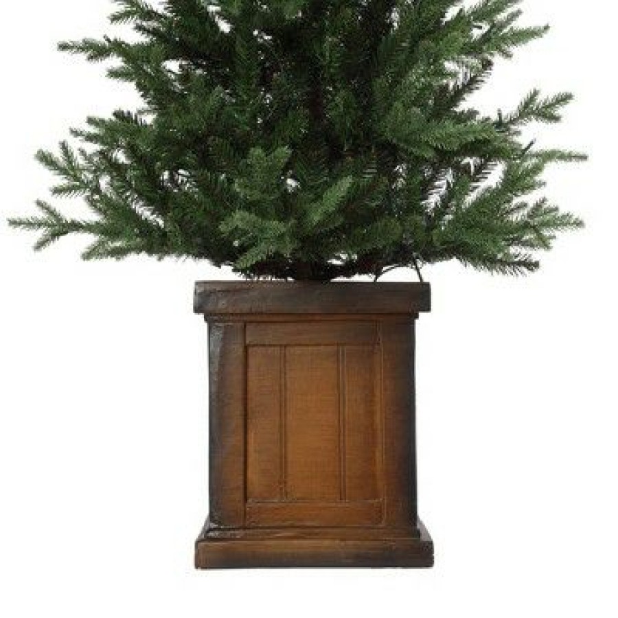 Fir Wood * | 4.5Ft Haute Decor Pre-Lit Led New Haven Fraser Fir Potted Artificial Christmas Tree White Lights