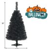 Pine * | Costway 3Ft Unlit Artificial Christmas Halloween Mini Tree Black W/Plastic Stand