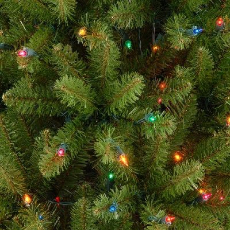 Fir Wood * | National Tree Company Artificial Pre-Lit Slim Christmas Tree, Green, Kingswood Fir, Multicolor Lights, Includes Stand, 7.5 Feet