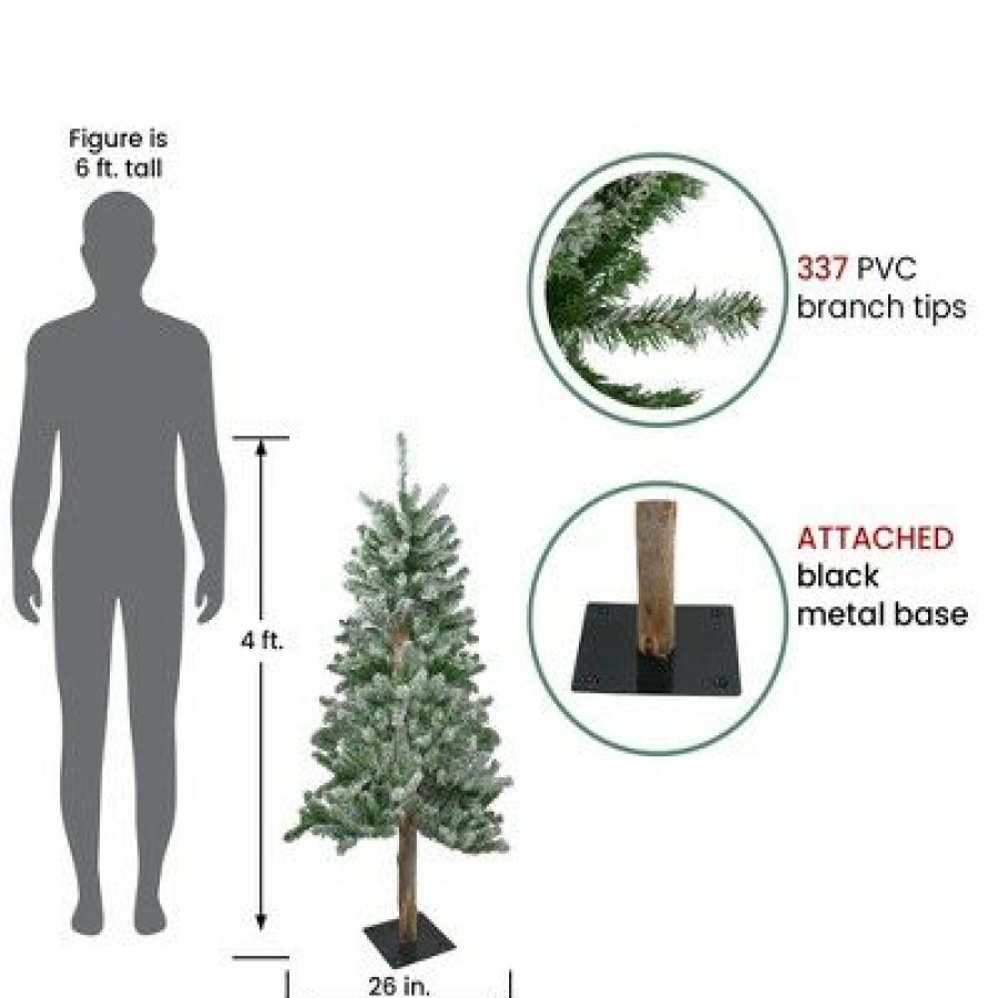 Pine * | Northlight 4 Flocked Alpine Artificial Christmas Tree Unlit