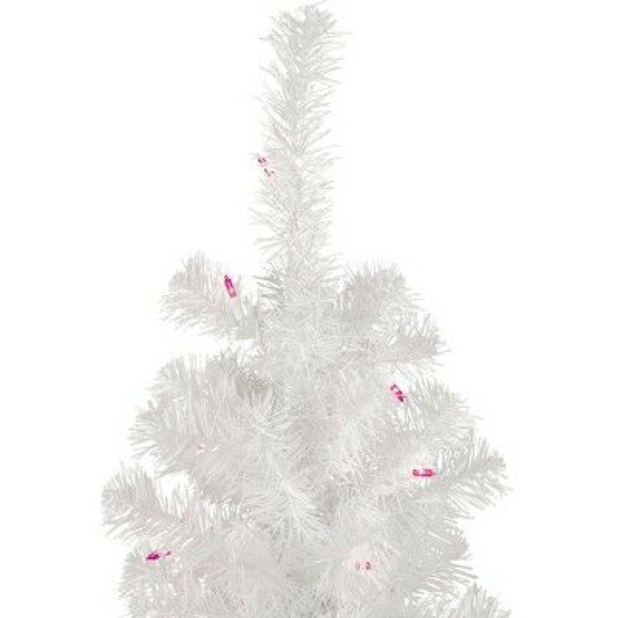 Pine * | Northlight 4 Pre-Lit White Pine Slim Artificial Christmas Tree Pink Lights