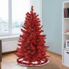 Pine * | National Tree Company 4 Foot Full Bodied Flocked Prelit Artificial Christmas Holiday Tree With 200 Clear Lights, 311 Branch Tips, & Metal Stand, Red