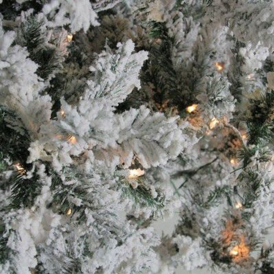 Pine * | Northlight 12 Pre-Lit Heavily Flocked Pine Medium Artificial Christmas Tree Clear Lights