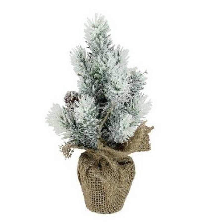 Pine * | Northlight 9 Flocked Mini Pine Cone Christmas Tree In Beige Burlap Pot