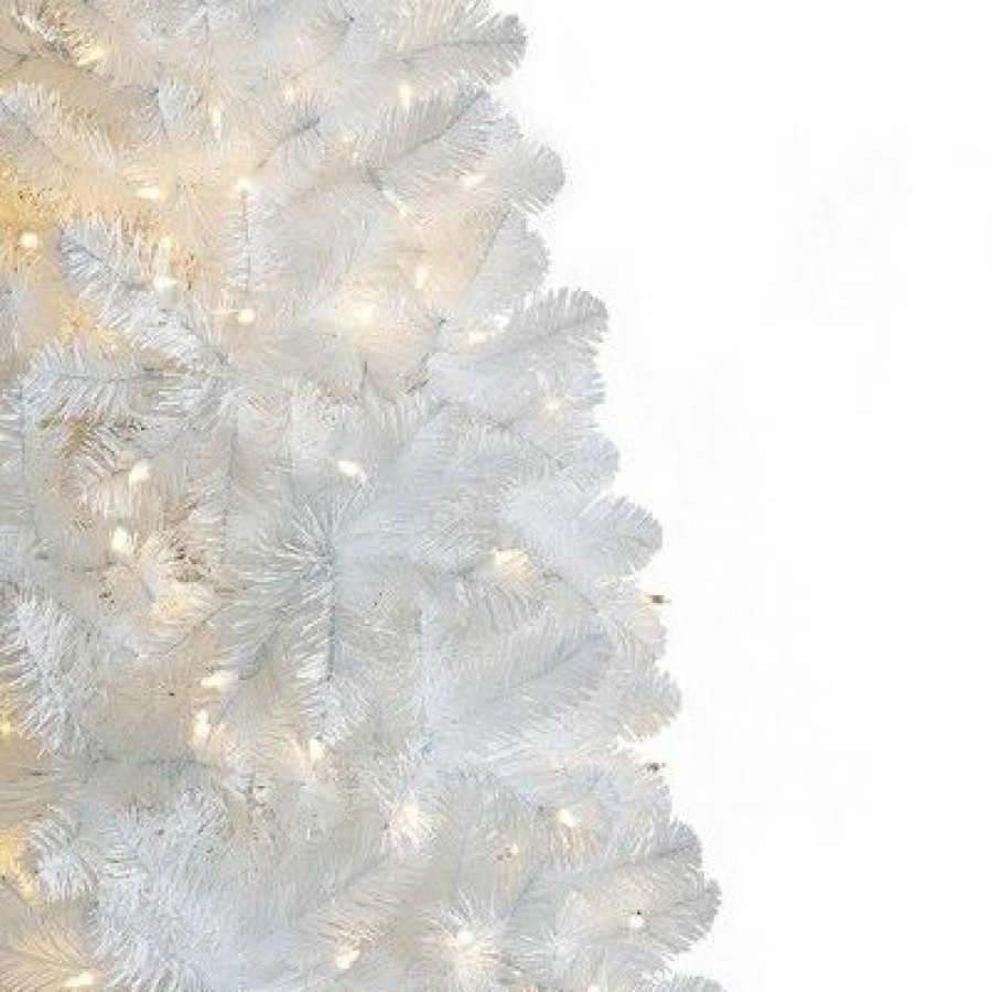 Unidentified Plant Variety * | Treetopia All Snowed In White 8 Foot Artificial Prelit Slim Narrow Christmas Tree Holiday Decoration With White Led Lights, Premium Stand & Foot Pedal