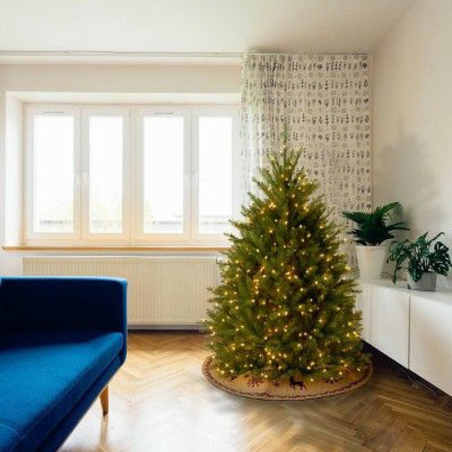 Fir Wood * | National Tree Company 4.5Ft National Christmas Tree Company Pre-Lit Dunhill Fir Hinged Artificial Christmas Tree With 450 Clear Lights