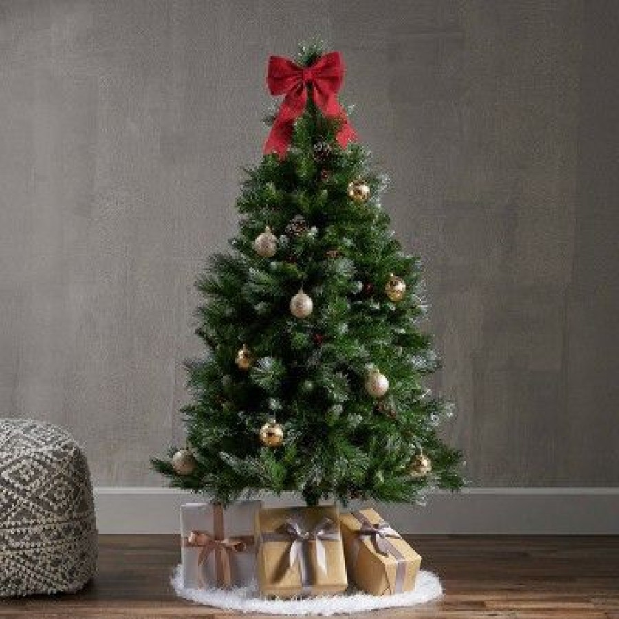 Spruce * | 4.5Ft Mixed Spruce Unlit Artificial Christmas Tree With Glitter Christopher Knight Home