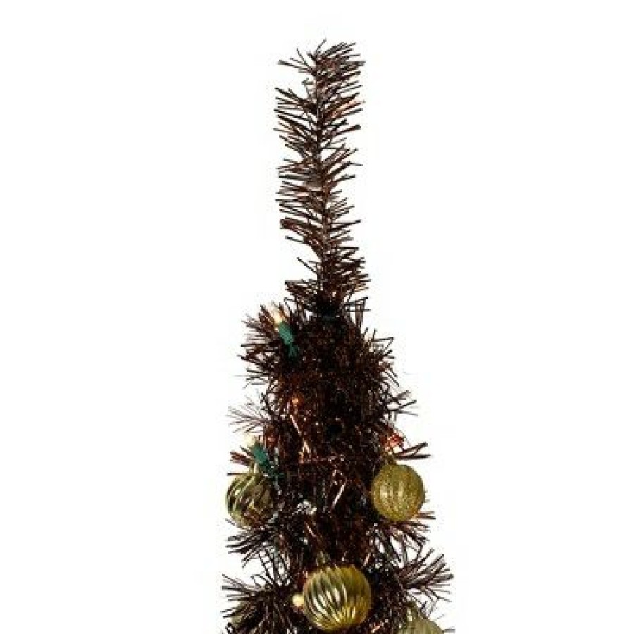 Pine * | Northlight 6 Pre-Lit Brown Pre-Decorated Pop-Up Artificial Christmas Tree