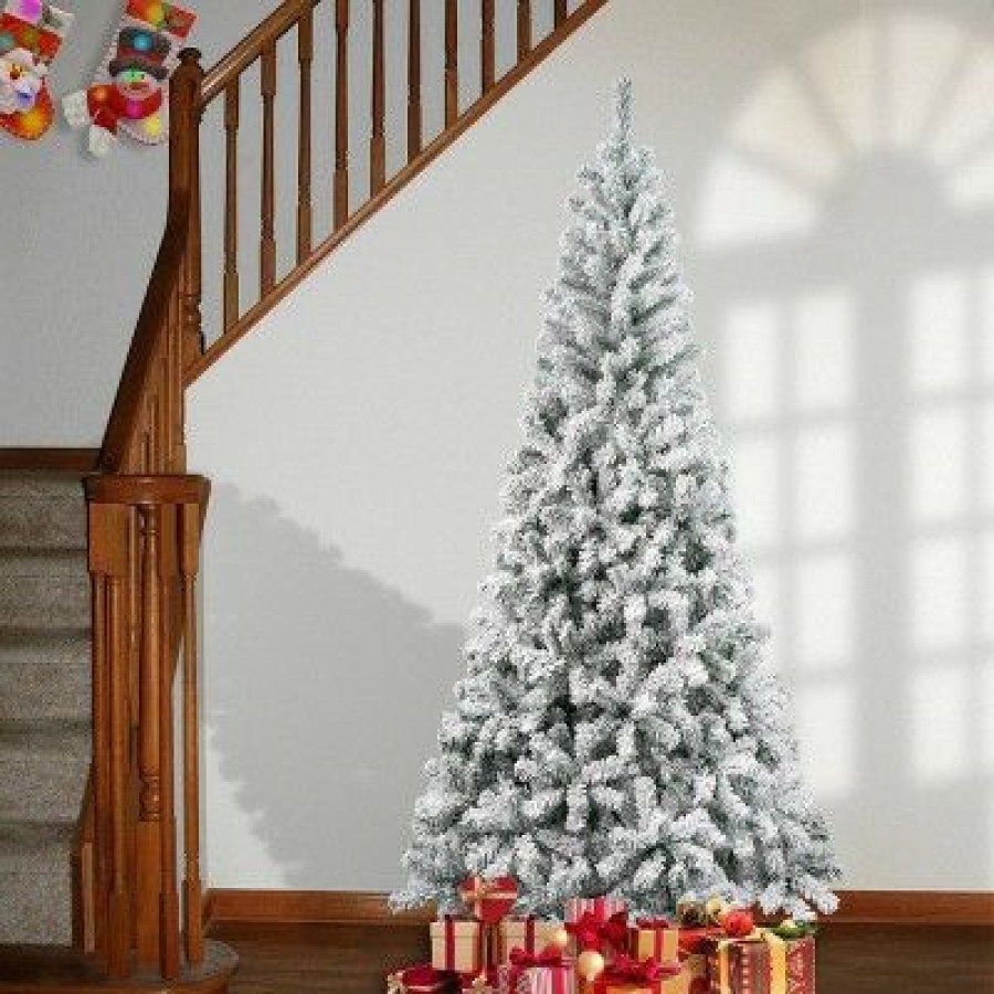 Pine * | National Tree Company Unlit Flocked Acacia Hinged Artificial Christmas Tree