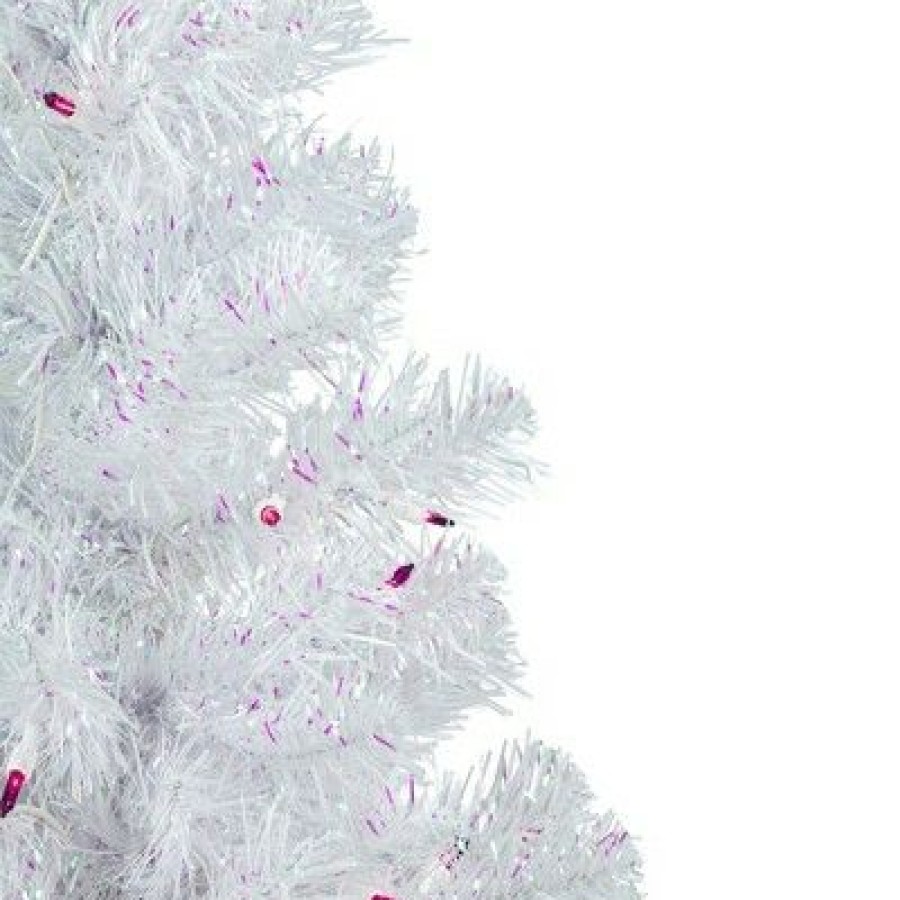 Pine * | Northlight 3 Pre-Lit Rockport White Pine Artificial Christmas Tree, Purple Lights