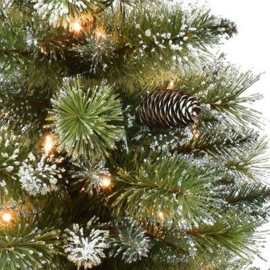 Pine * | 4Ft Pre-Lit Artificial Potted Snow Mountain Artificial Christmas Tree Puleo