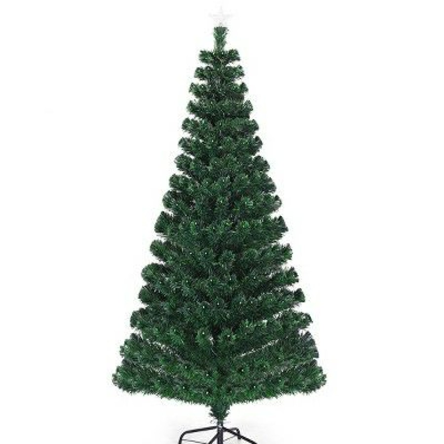 Pine * | Costway Fiber Optic Pre-Lit Christmas Tree 180 Lights Top Star 5Ft