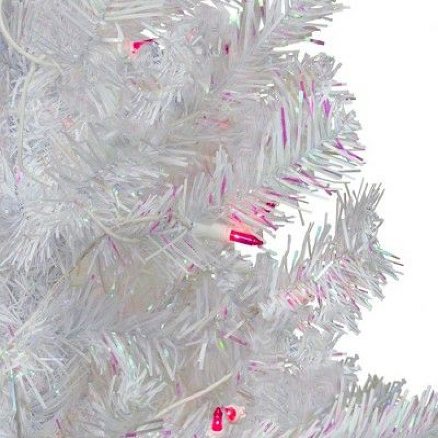 Pine * | Northlight 4 Pre-Lit White Iridescent Pine Artificial Christmas Tree Pink Lights