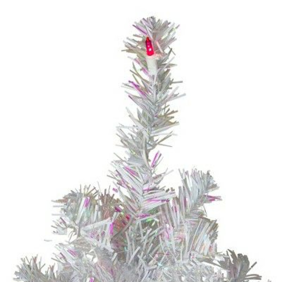 Pine * | Northlight 4 Pre-Lit White Iridescent Pine Artificial Christmas Tree Pink Lights