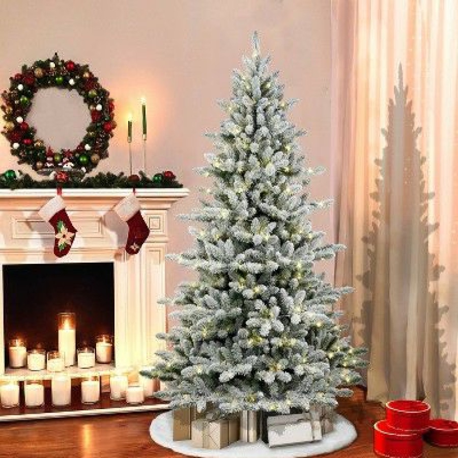 Douglas Fir * | 7.5Ft Puleo Pre-Lit Led Flocked Full Bennington Fir Artificial Christmas Tree Clear Lights