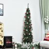 Noble Fir * | Homcom Unlit Slim Noble Fir Hinged Artificial Christmas Tree With Realistic Plastic Branches And 390 Tips