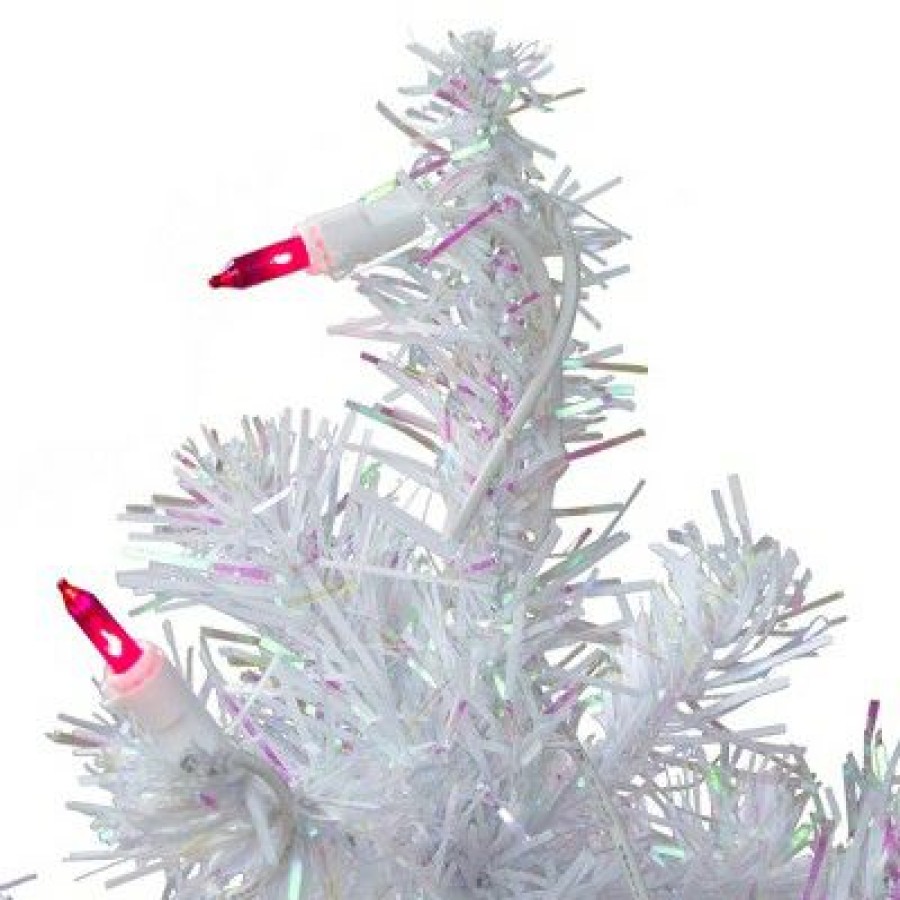 Pine * | Northlight 2 Pre-Lit White Pine Slim Artificial Christmas Tree Pink Lights