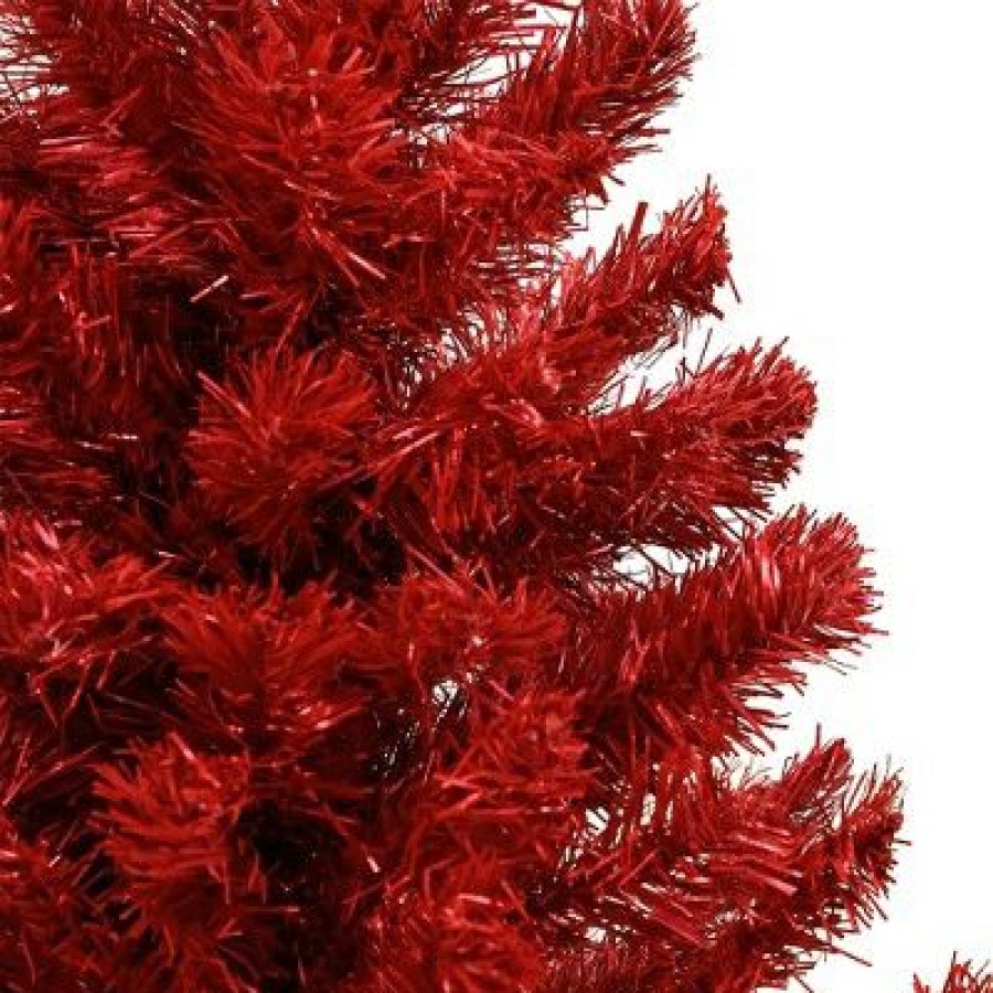 Pine * | National Tree Company 4 Foot Full Bodied Flocked Unlit Colorful Celebration Artificial Christmas Tree With 311 Branch Tips, & Metal Stand, Red