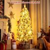 Pine * | Costway 6Ft Pre-Lit Hinged Christmas Tree Snow Flocked W/9 Modes Remote Control Lights