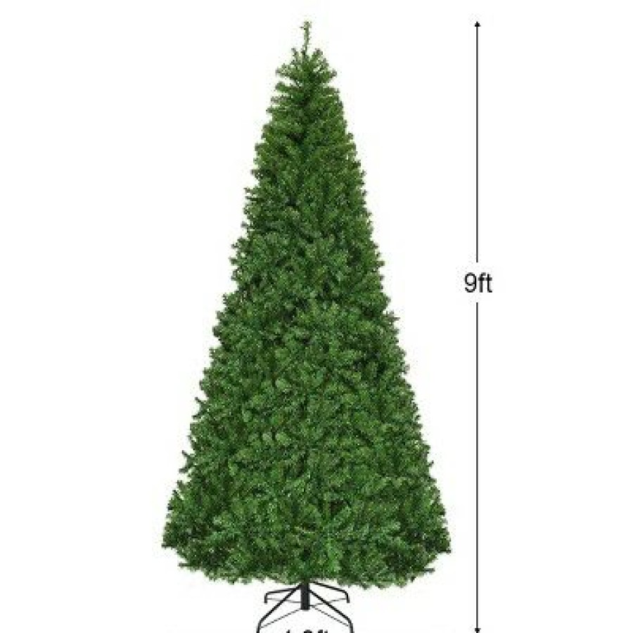 Pine * | Costway 9Ft Pre-Lit Artificial Christmas Tree Hinged 1000 Led Lights