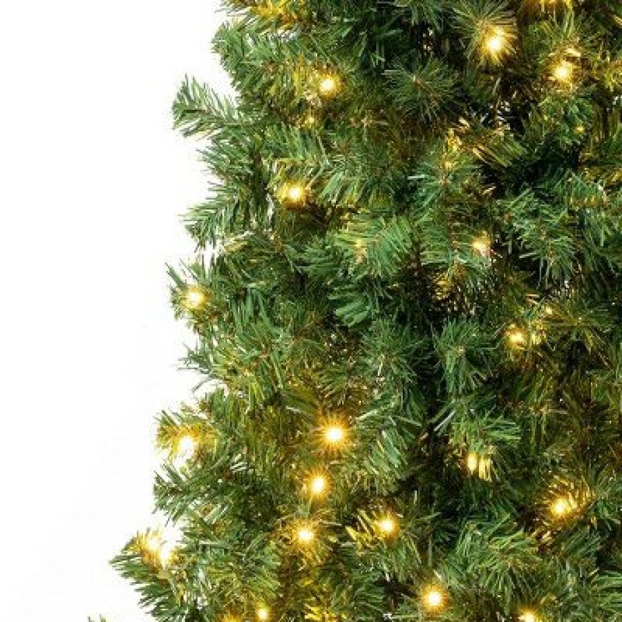 Pine * | National Tree Company Pre-Lit Led Slim Linden Spruce Artificial Christmas Tree Warm White Lights