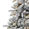 Fir Wood * | Primo International Puleo International 4.5 Foot Birmingham Fir Prelit Flocked Artificial Christmas Tree W/ Pine Cones, 354 Branch Tips, 150 Clear Lights, And Metal Stand