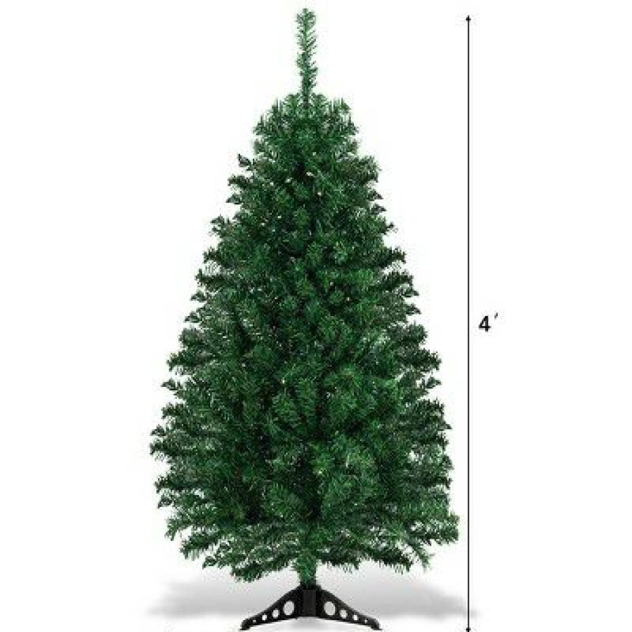 Pine * | Costway 4Ft Pre-Lit Charlie Pine Christmas Tree Plastic Led Lights