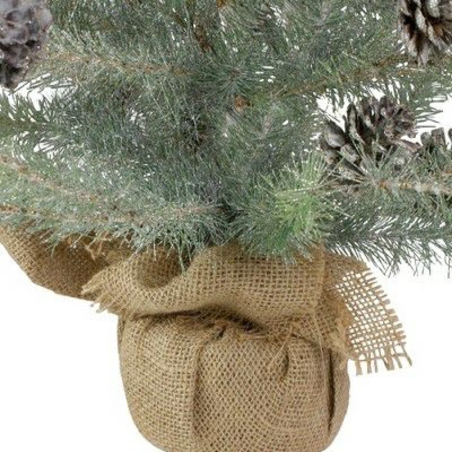 Pine * | Napa Home & Garden 2 Unlit Artificial Christmas Tree Vintage Glitter Pine With Burlap Base