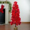 Pine * | Northlight 4 Prelit Artificial Christmas Tree Fiber Optic Color Changing Red Poinsettia