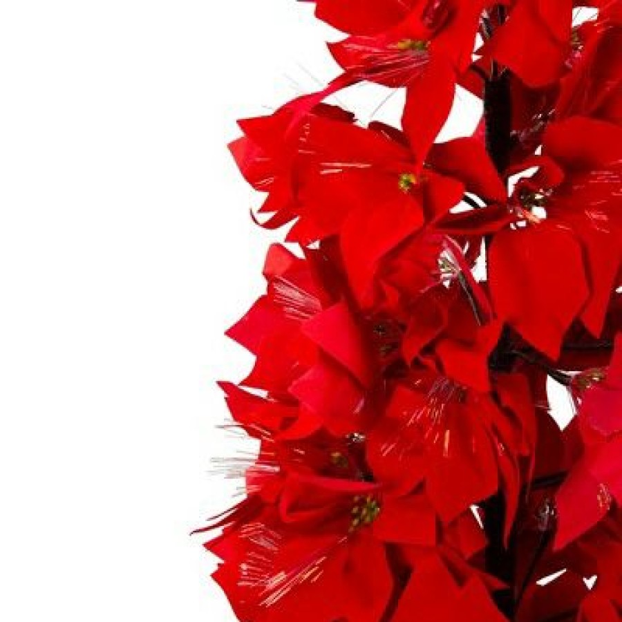 Pine * | Northlight 4 Prelit Artificial Christmas Tree Fiber Optic Color Changing Red Poinsettia