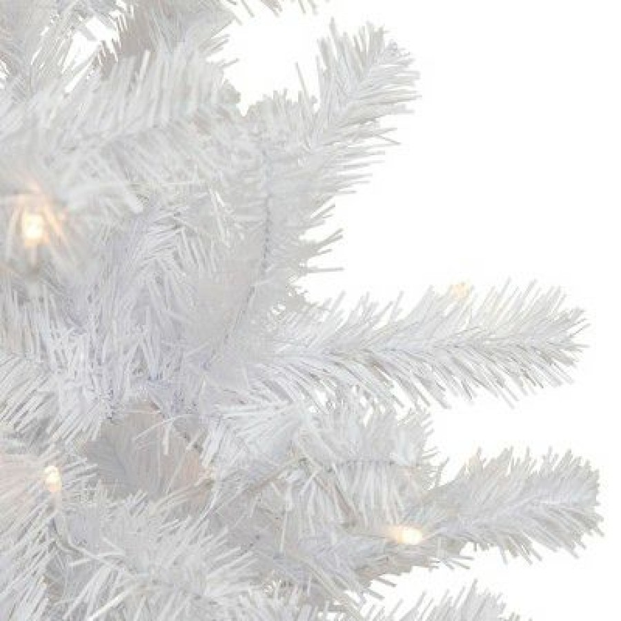 Pine * | Northlight 6.5 Pre-Lit Pencil White Georgian Pine Artificial Christmas Tree, Warm White Led Lights