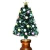 Pine * | Costway 3Ft Pre-Lit Fiber Optical Firework Christmas Tree Gold Top Star