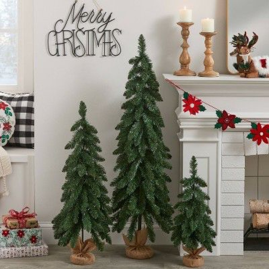 Alberta Spruce * | 3Pc Unlit Downswept Alberta Spruce Artificial Christmas Trees With Burlap Base Wondershop