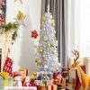 Pine * | Costway 5Ft Unlit Artificial Slim Pencil Christmas Tree With Metal Stand White