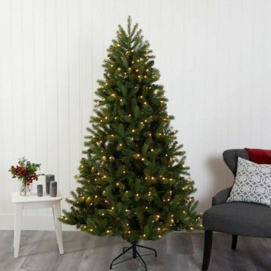 Spruce * | Nearly Natural 6' Pre-Lit Led New Haven Spruce Artificial Christmas Tree Clear Lights