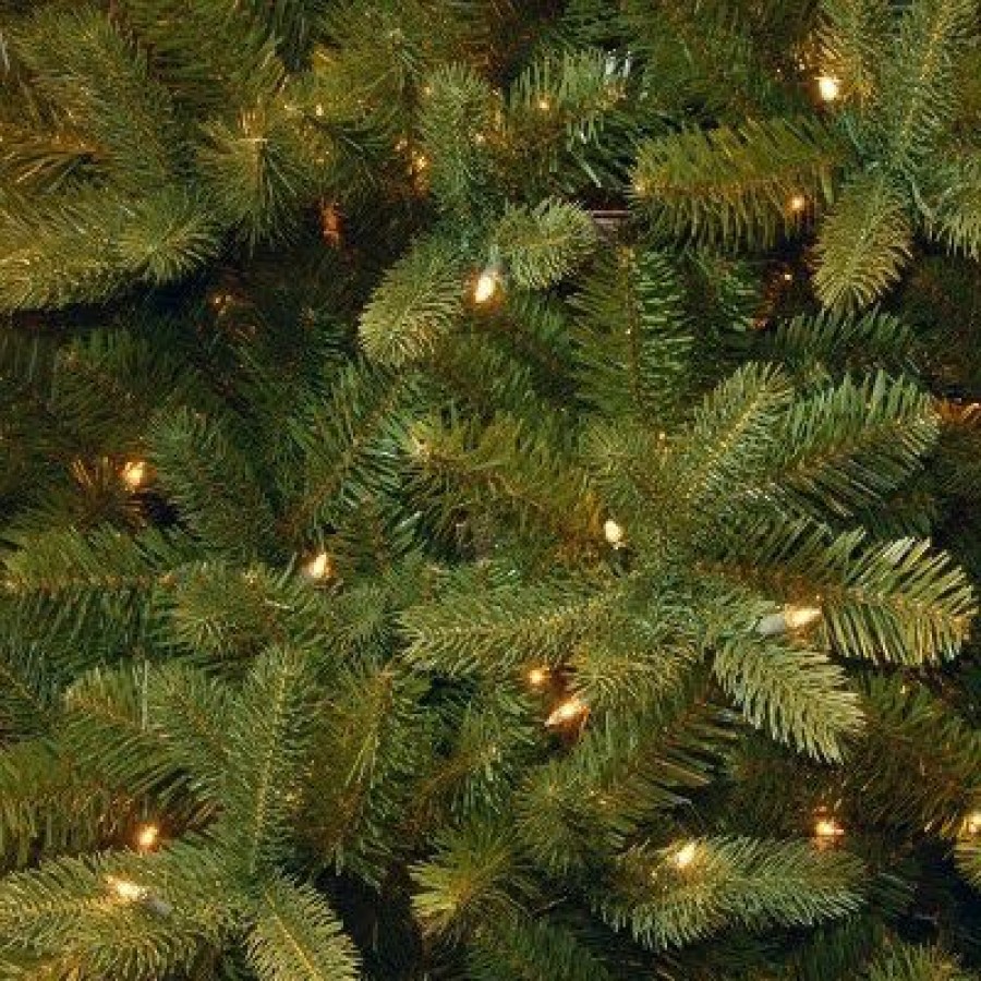 Fir Wood * | National Tree Company Pre-Lit 'Feel Real' Artificial Full Downswept Christmas Tree, Green, Douglas Fir, White Lights, Includes Stand, 9 Feet