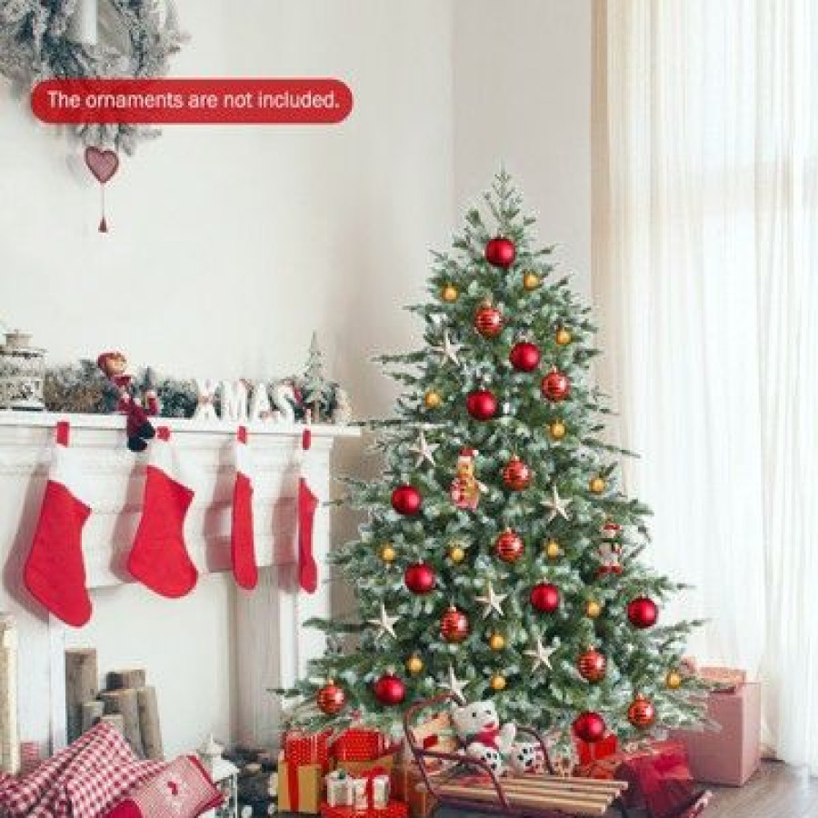 Pine * | Tangkula Evergreen Artificial Christmas Tree, Mixed Pe & Pvc Tree Metal Stand Included, Unlit Xmas Tree