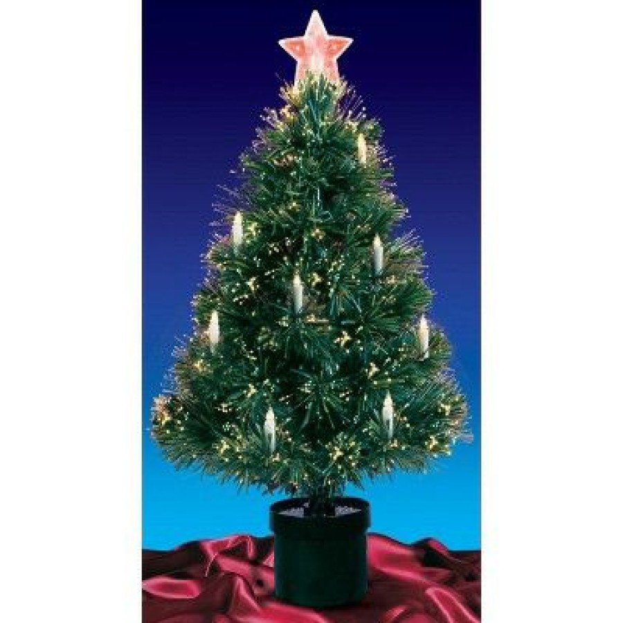 Pine * | Northlight 4 Prelit Artificial Christmas Tree Fiber Optic With Candles Multi-Color Lights