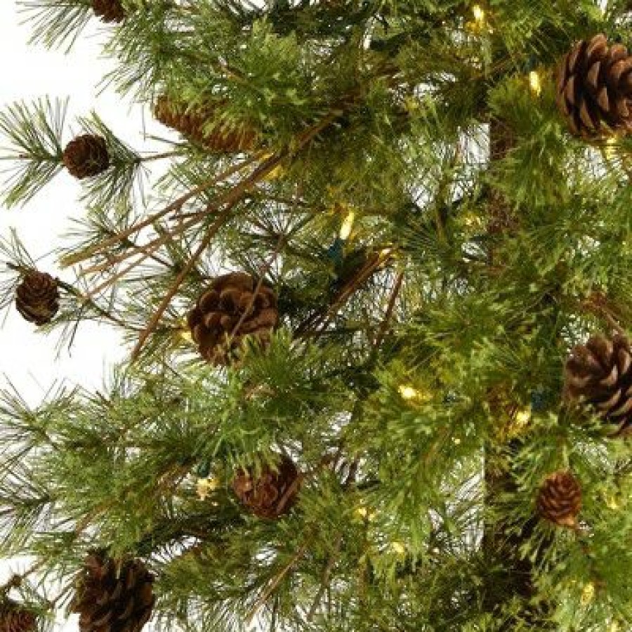 Pine * | 7Ft Nearly Natural Pre-Lit Led Wyoming Alpine With Pinecones Artificial Christmas Tree Clear Lights