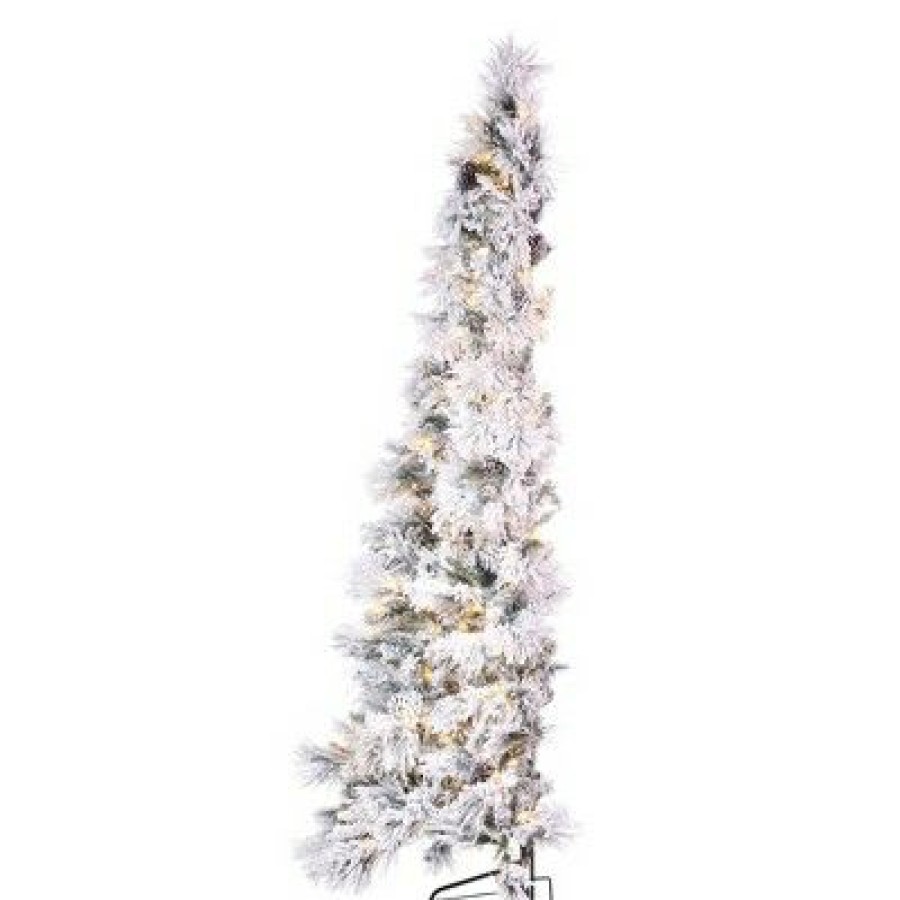 Unidentified Plant Variety * | Vickerman Flocked Atka Slim Half Artificial Christmas Tree