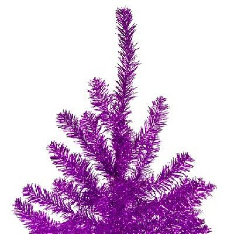 Pine * | Northlight 7 Metallic Purple Tinsel Artificial Christmas Tree Unlit