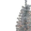 Pine * | Northlight 4 X 22 Pre-Lit Slim Silver Artificial Tinsel Christmas Tree Clear Lights