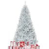 Pine * | Tangkula 7.5Ft Hinged Artificial Silver Tinsel Christmas Tree With Metal Stand