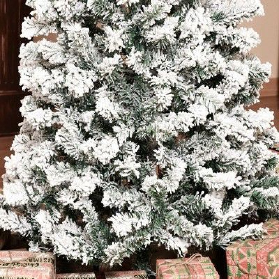 Douglas Fir * | Homcom Pre-Lit Artificial Snow Flocked Christmas Tree With Warm White Led Lights, And Tips, Holiday Home Christmas Decor With Stand, Green / White