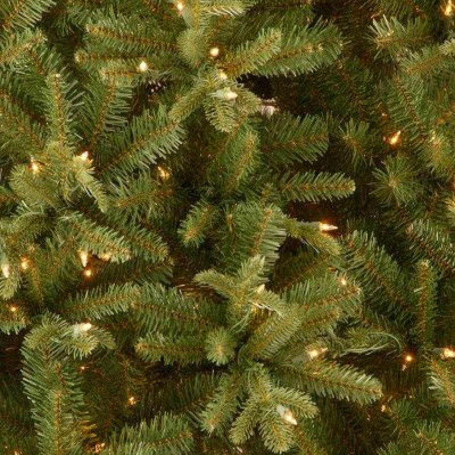 Fir Wood * | National Tree Company Pre-Lit 'Feel Real' Artificial Slim Christmas Tree, Green, Tiffany Fir, White Lights, Includes Stand, 7 Feet